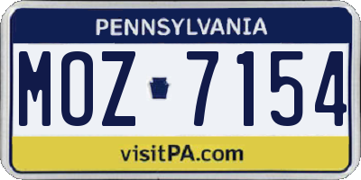 PA license plate MOZ7154