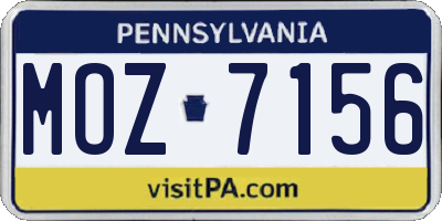 PA license plate MOZ7156