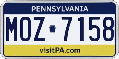 PA license plate MOZ7158