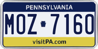 PA license plate MOZ7160