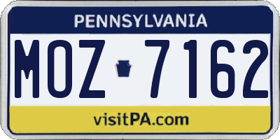 PA license plate MOZ7162