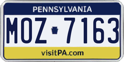 PA license plate MOZ7163