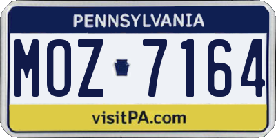 PA license plate MOZ7164