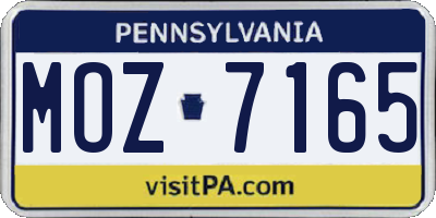 PA license plate MOZ7165