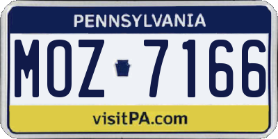PA license plate MOZ7166