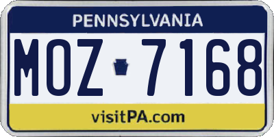 PA license plate MOZ7168