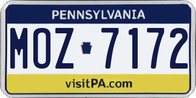 PA license plate MOZ7172