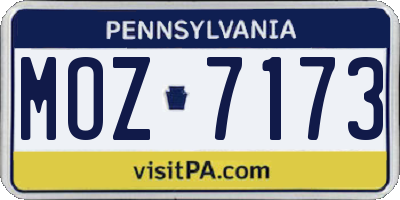 PA license plate MOZ7173
