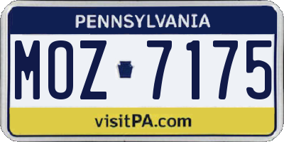 PA license plate MOZ7175