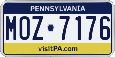 PA license plate MOZ7176