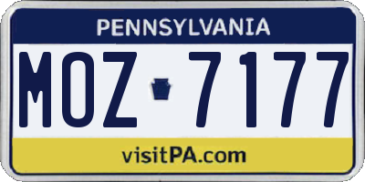 PA license plate MOZ7177