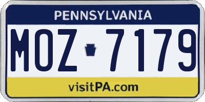 PA license plate MOZ7179
