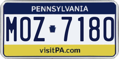 PA license plate MOZ7180