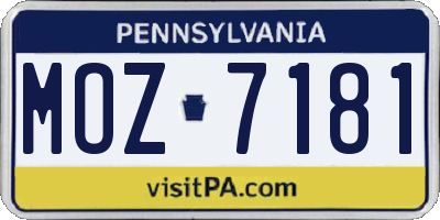 PA license plate MOZ7181