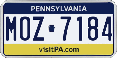 PA license plate MOZ7184