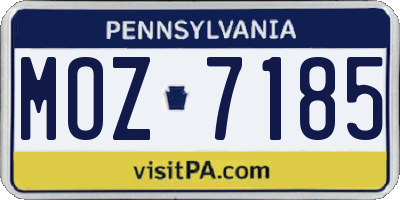 PA license plate MOZ7185