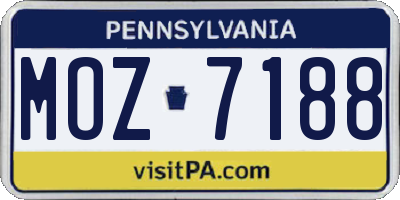 PA license plate MOZ7188
