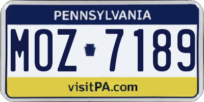 PA license plate MOZ7189