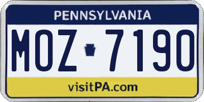 PA license plate MOZ7190
