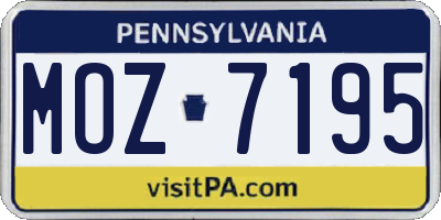 PA license plate MOZ7195