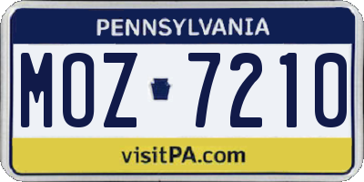 PA license plate MOZ7210
