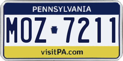 PA license plate MOZ7211