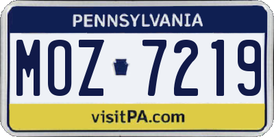 PA license plate MOZ7219