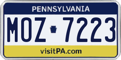 PA license plate MOZ7223