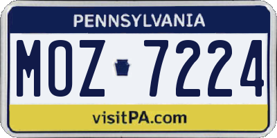 PA license plate MOZ7224