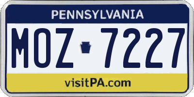 PA license plate MOZ7227