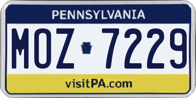 PA license plate MOZ7229