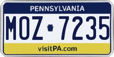PA license plate MOZ7235