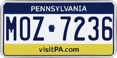 PA license plate MOZ7236