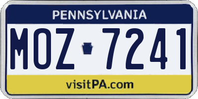 PA license plate MOZ7241