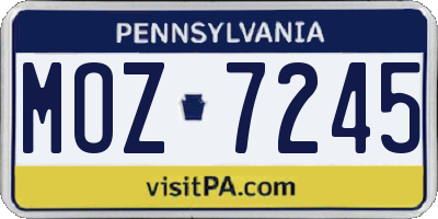 PA license plate MOZ7245