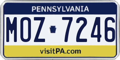 PA license plate MOZ7246