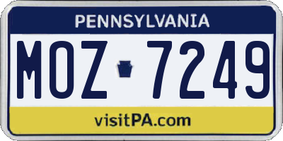 PA license plate MOZ7249