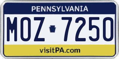 PA license plate MOZ7250