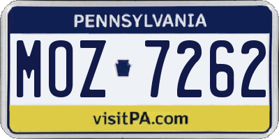 PA license plate MOZ7262