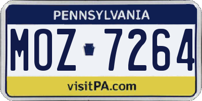PA license plate MOZ7264