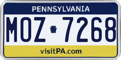 PA license plate MOZ7268