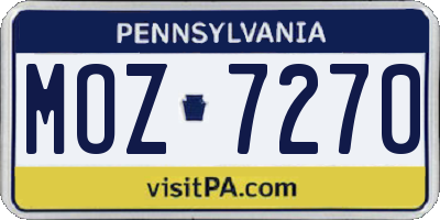 PA license plate MOZ7270