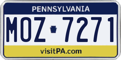 PA license plate MOZ7271
