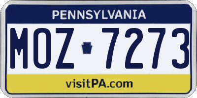 PA license plate MOZ7273