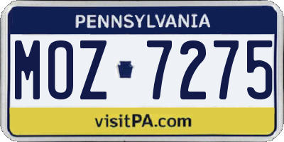 PA license plate MOZ7275