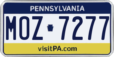 PA license plate MOZ7277