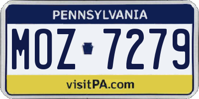 PA license plate MOZ7279