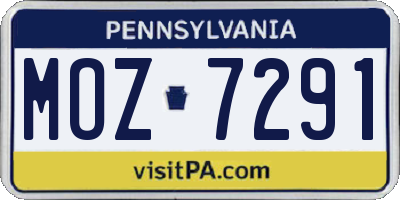 PA license plate MOZ7291