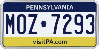 PA license plate MOZ7293