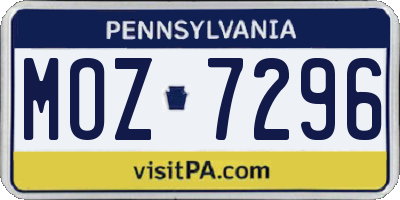 PA license plate MOZ7296